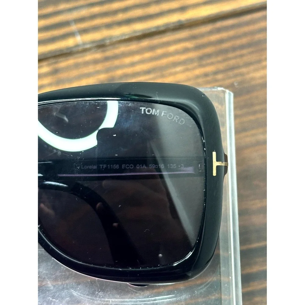 Tom Ford Lorelai TF1156 ECO 01A Womens Polished Black Sunglasses Square Full Rim
